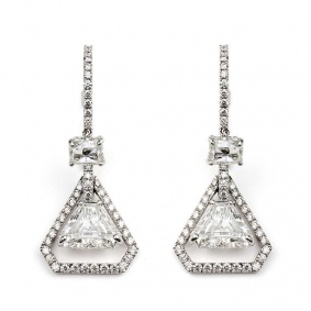 18k White Gold Trilliant Cut Diamond Earrings 3.07ct 18k White Gold Trilliant Cut Diamond Earrings 3.07ct